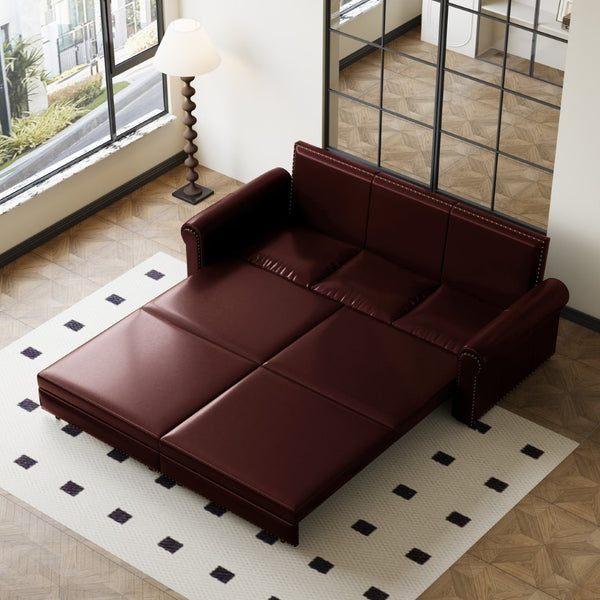 English Elm Chesterfield Velvet King Sleeper Sofa with Nailhead Trim and Rolled Arms for Living Room W1885S00102