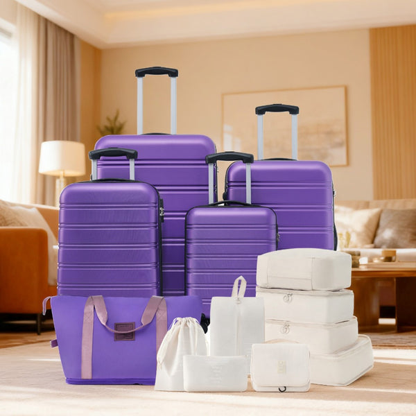 English Elm Hardshell 5 Piece Abs Spinner Luggage Set with Tsa Lock Expandable Travel Suitcases Purple PP310249AAI