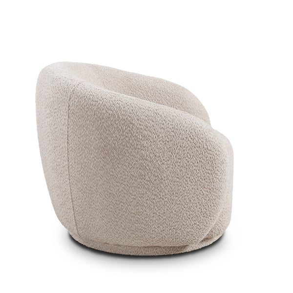 English Elm C3-2507, Boucle Barrel Swivel Accent Chair with 360 Degree Base for Living Room W2664P407033