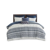 INK+IVY Mila Global Inspired 3 Piece Cotton Duvet Cover Set with Chenille Tufting II12-1064 Navy