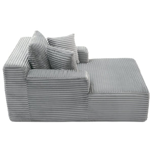 English Elm Full- Corduroy Chaise Lounge Sofa Bed 48.8" Deep Seating Modern Sleeper with Plush Pillows Grey N719P288545E