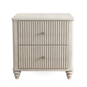 English Elm 4-piece King Bedroom Set Wavy Fluted Panel Solid Wood Dresser Nightstands Beige W1716S00029