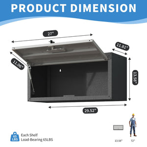English Elm Heavy Duty Wall Mounted Steel Cabinet Locking Lift Door Garage Workshop Storage Black+ Gray T2398P236483