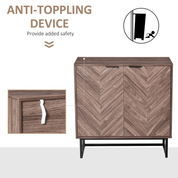 English Elm Homcom Modern Walnut Sideboard Buffet Cabinet With Chevron Doors, Adjustable Shelf For Stylish Storage W2225P217732
