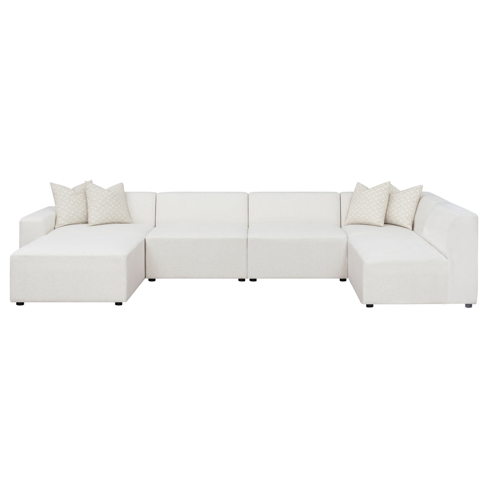 English Elm Marlowe Pearl 6-Piece Modular Sectional Sofa - Stylish, Stain-Resistant Comfort For Modern Living Spaces B062S01208
