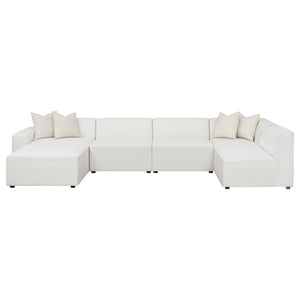 English Elm Marlowe Pearl 6-Piece Modular Sectional Sofa - Stylish, Stain-Resistant Comfort For Modern Living Spaces B062S01208
