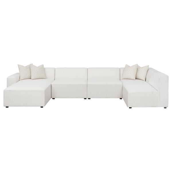 English Elm Marlowe Pearl 6-Piece Modular Sectional Sofa - Stylish, Stain-Resistant Comfort For Modern Living Spaces B062S01208