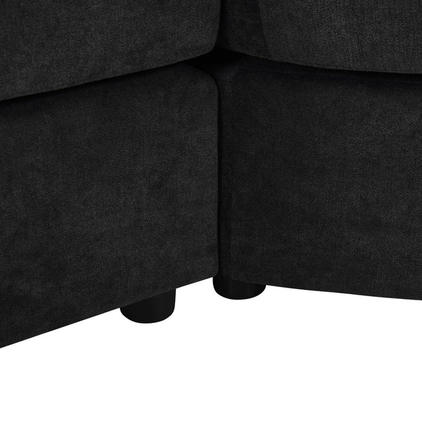 English Elm Christopher Knight Home® - 3-seater Curved Chenille Sofa with Plush 7.5" Seat Cushions and Two Pillows for Stylish Living Black N763S000020B