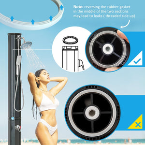 English Elm Outsunny Freestanding Solar Poolside Shower with 360 Head and 9.2 Gallon Heated Tank W2225P200539