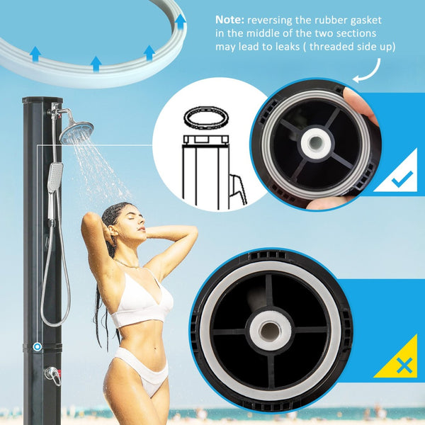 English Elm Outsunny Freestanding Solar Poolside Shower with 360 Head and 9.2 Gallon Heated Tank W2225P200539
