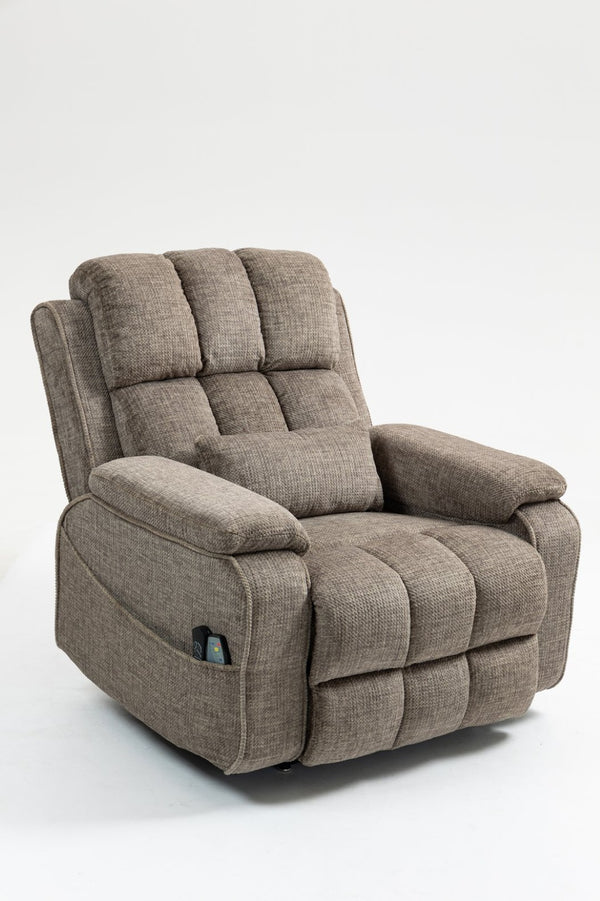 English Elm Oversized Power Lift Recliner Chair with Massage Heating and Usb Charging for Living Room Taupe W547S00072