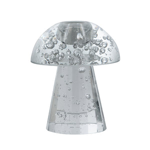 English Elm 3.9x3.9x4.7" Mushroom Shaped Glass Taper Candle Holder — Bubble-Head Artisanal Design for Tablescapes W2078P390737