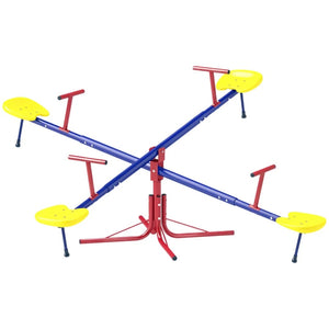 English Elm Outdoor Four Seat Spinning Teeter Totter Steel Frame Backyard Playset for Kids T3971P438574