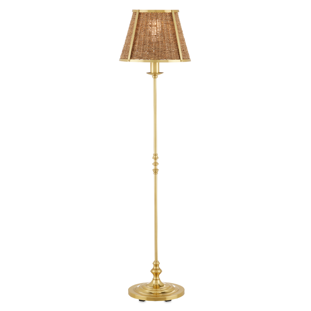 Deauville Floor Lamp - Handmade Seagrass & Brass Light Fixture with French Flair for Elegant Spaces
