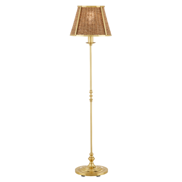 Deauville Floor Lamp - Handmade Seagrass & Brass Light Fixture with French Flair for Elegant Spaces