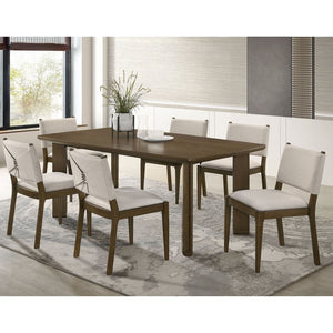 English Elm Crispin 7 Piece Rectangular Dining Set with Ivory Upholstered Chairs for Six B062S01762