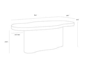 Sunpan IDRIS Dining Table - Modern Concrete Outdoor Centerpiece with Faux Travertine Top & Brass Base 112216