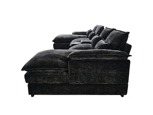 English Elm 120-inch Modular U-shaped Sectional Wool Sofa with Console Usb Ports Six Seats W2564S00026