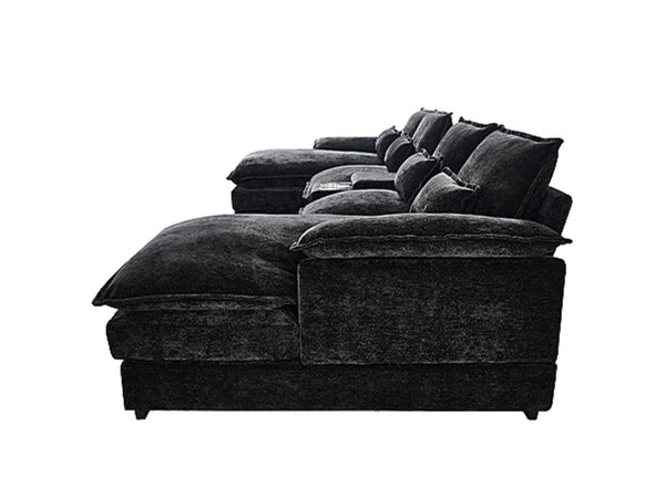 English Elm 120-inch Modular U-shaped Sectional Wool Sofa with Console Usb Ports Six Seats W2564S00026
