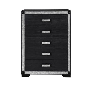 English Elm Soulmarie Glitter Chest with Spacious Drawers and Curved Legs in Solid Wood and MDF, Sturdy Build Charcoal 37.99 L x 20.28 W x 50 H B201P410792