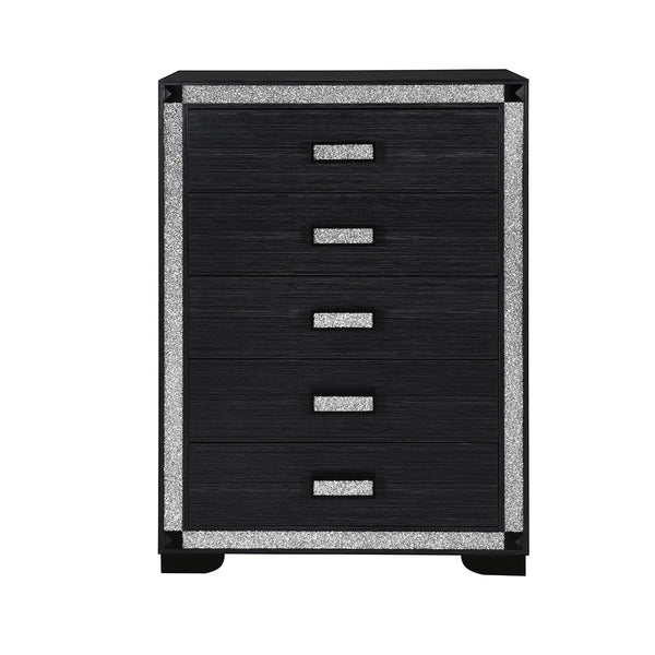 English Elm Soulmarie Glitter Chest with Spacious Drawers and Curved Legs in Solid Wood and MDF, Sturdy Build Charcoal 37.99 L x 20.28 W x 50 H B201P410792