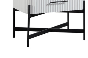 English Elm 2 Drawer Nightstand with USB Type C — White Solid Wood & MDF, Reeded Fronts, Cedar Lined Drawer, Metal Base B2699P270991