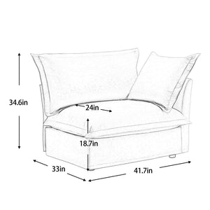 English Elm Koala Deep Seat Chenille Sectional Module with High Back Support for Living Rooms W3041P240132