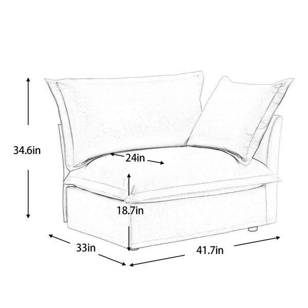 English Elm Koala Deep Seat Chenille Sectional Module with High Back Support for Living Rooms W3041P240132