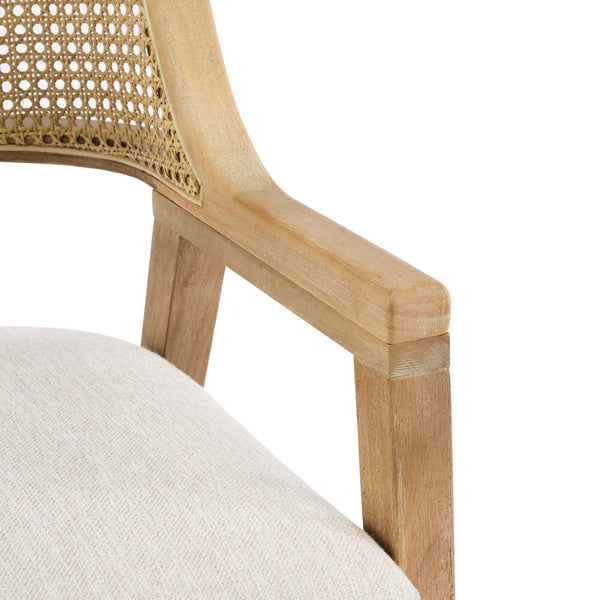 English Elm Mid-century Modern Dining Chairs Set of 2 Rattan Cane Back Rubberwood Upholstered Beige+Natural N768P411344N