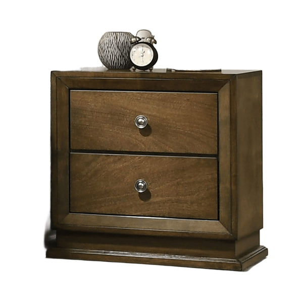 English Elm Walnut Rustic 1-Drawer Nightstand 23.5"W x15"D x23"H Rubberwood Bedside Table with Bronze Knob B011P326723