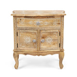 Christopher Knight Home® - Noble House - Culloden Handcrafted Boho Mango Wood Cabinet, Natural and White