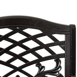 English Elm Phoenix Cast Aluminum Outdoor Dining Arm Chairs Ornate Lattice Scroll Garden Patio Set Bronze N776P381164B
