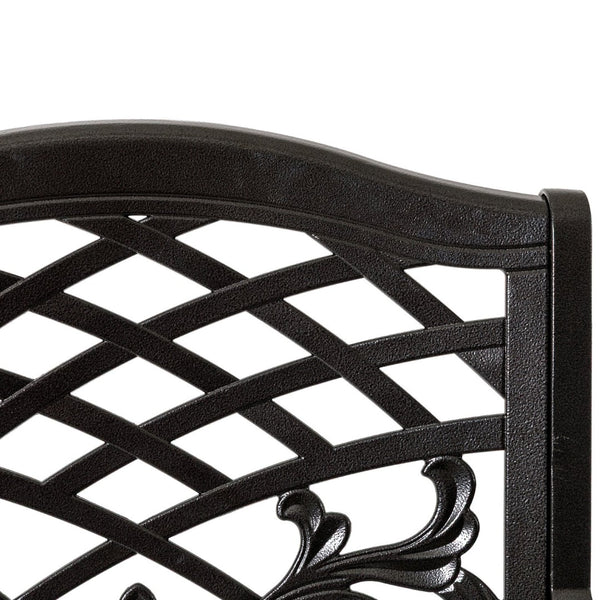 English Elm Phoenix Cast Aluminum Outdoor Dining Arm Chairs Ornate Lattice Scroll Garden Patio Set Bronze N776P381164B