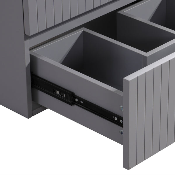 English Elm HK2301-24-GY Modern 24" Floating Bathroom Vanity Cabinet, Wall-Mounted Space-Saving Sink Console W1550P168199