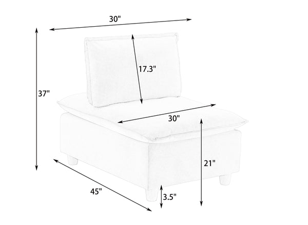 English Elm 44.29-inch Pumpkin Flannel Single Sofa with Movable Storage Cabinet, Cup Holder & Adjustable Recline W1658S00129