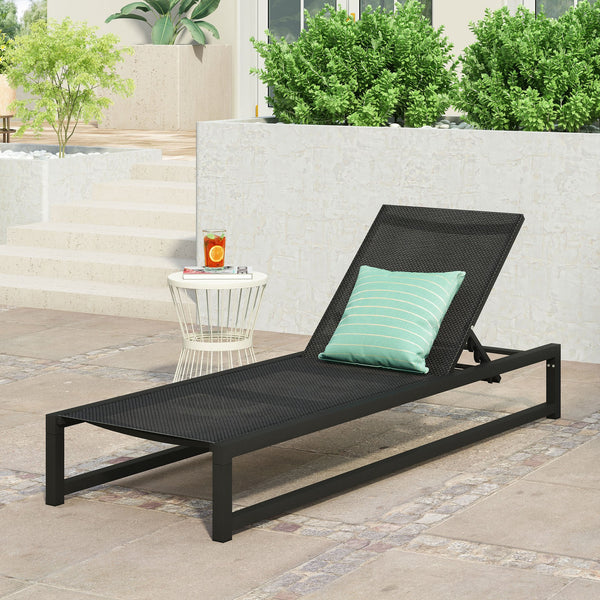 English Elm Christopher Knight Home® - Venice Chaise Lounge - Stylish Outdoor Recliner With Adjustable Backrest & Breathable Mesh Seat 61698.00BBLK