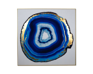 Sunpan BLUE AGATE Wall Art - 48" Contemporary Design with Gold Leaf Accents & Metal Frame for Elegance A0327
