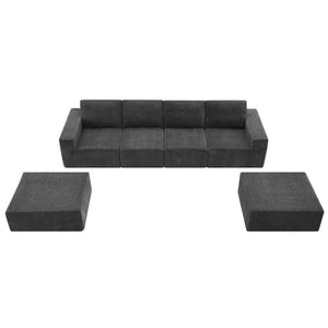 English Elm 110*72" Modular U Shaped Sectional Sofa with Plush Chenille, Deep Seats, No Assembly Dark Gray N723S0614E