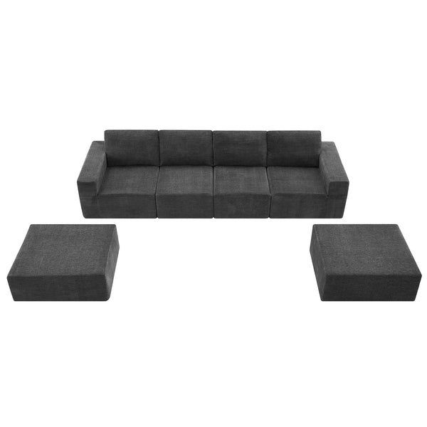 English Elm 110*72" Modular U Shaped Sectional Sofa with Plush Chenille, Deep Seats, No Assembly Dark Gray N723S0614E