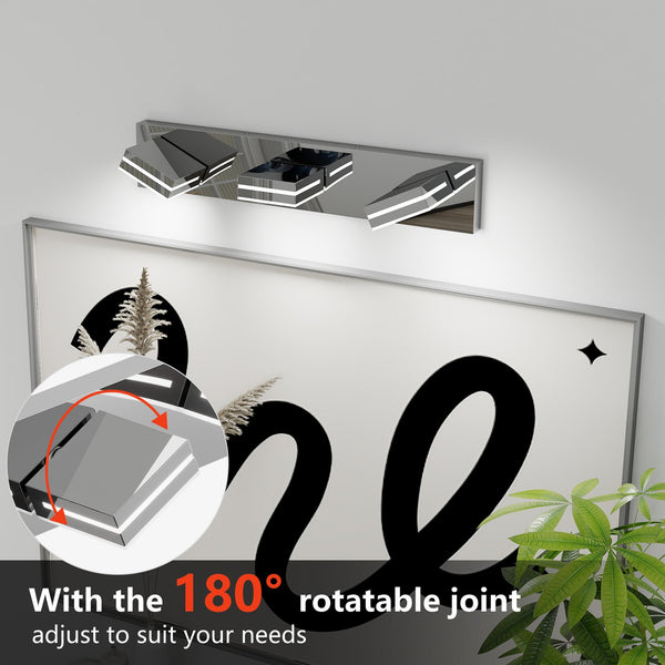 English Elm Modern Chrome Led Vanity Light - 3-Light Adjustable Wall Sconce For Stylish Bathroom Illumination W2312P374919