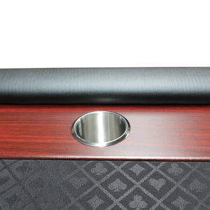 English Elm 96" Oval Poker Table Folding Felt Surface Wood Racetrack Rail Stainless Cup Holders Black W2748S00037