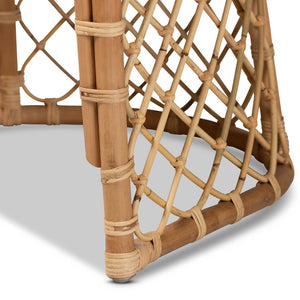 English Elm Modern Woven Rattan Armchair Set of Two Bohemian Dining Chairs with Openwork Frame B2750P470031