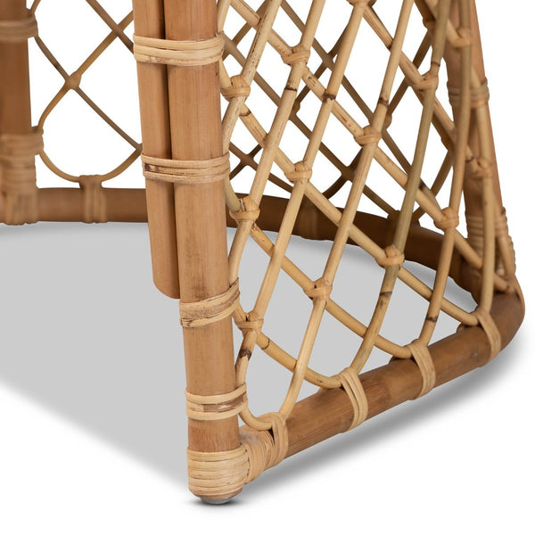 English Elm Modern Woven Rattan Armchair Set of Two Bohemian Dining Chairs with Openwork Frame B2750P470031