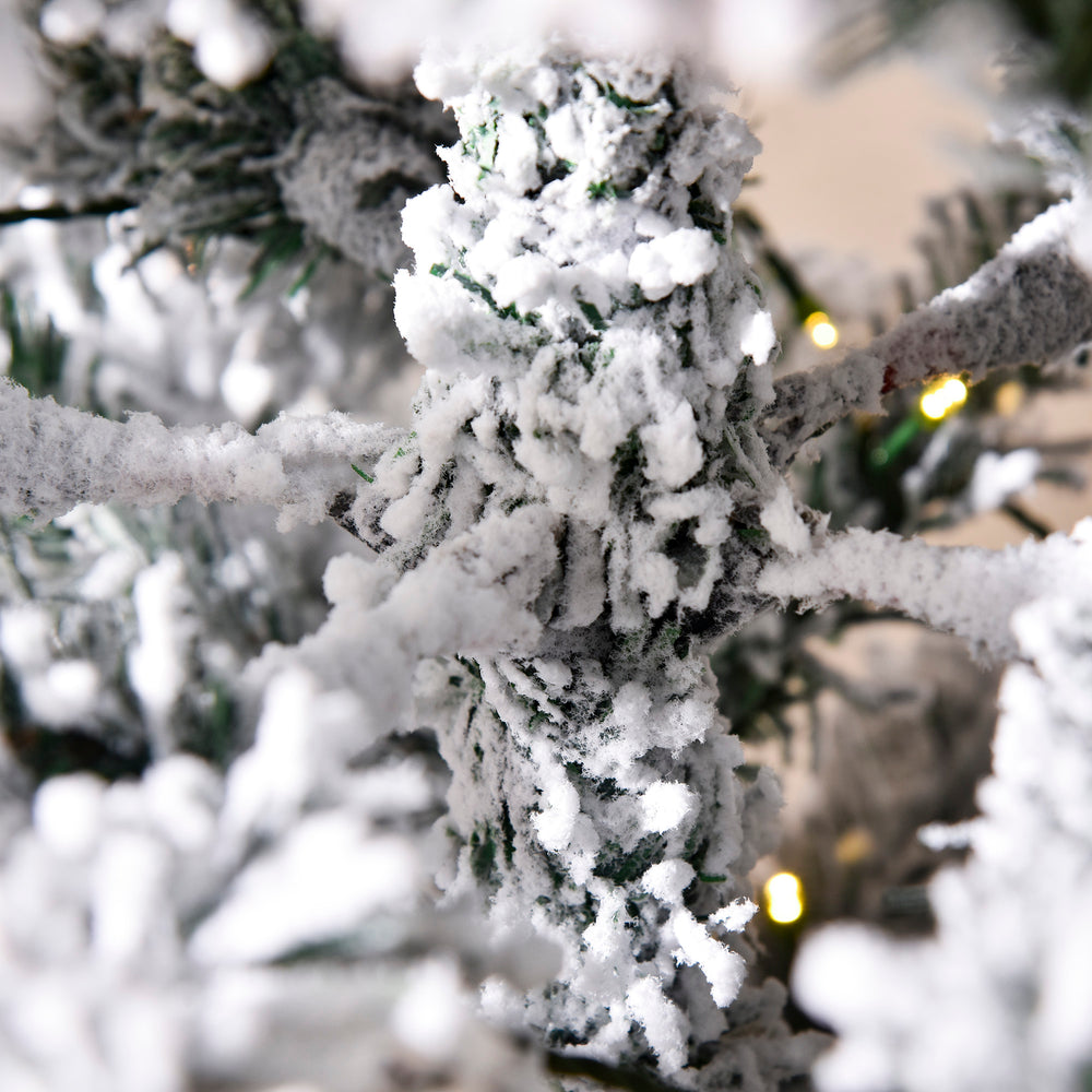 English Elm Homcom 6Ft Slim Douglas Fir Pre-Lit Christmas Tree With 250 Warm Leds & Snow-Flocked Tips For Easy Setup W2225P229785