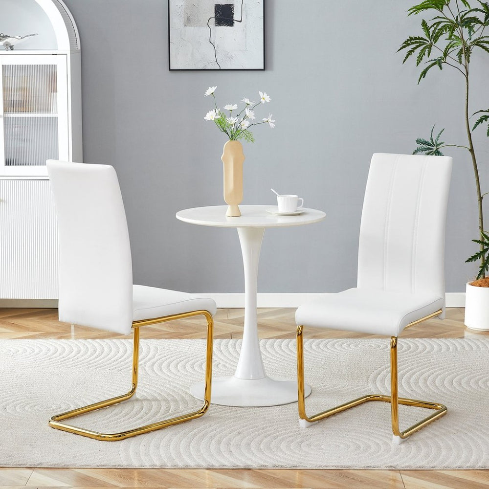 English Elm A Set of 2 Glam Faux Alligator Pvc Barstools with Crystal Buckle Detail Gold,White W1512P491836