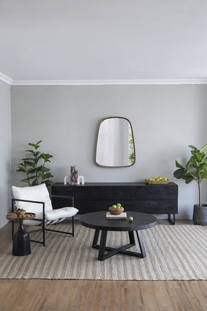 English Elm 86.5x20x30.5" Cabinet, Black — Acacia Wood & Iron Sideboard with Dual Drawers, Spacious Top, Modern Storage W2078P293287