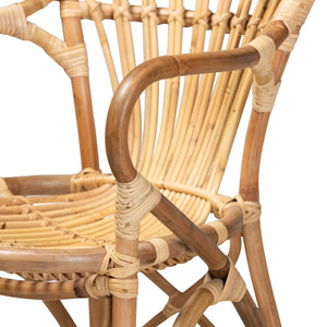English Elm Modern Handwoven Rattan Dining Chair with Open Loop Back for Organic Spaces B2750P470030