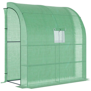 English Elm Outsunny Lean-to Walk-in Greenhouse with Galvanized Frame Pe Cover and Wire Shelving W2225P200639