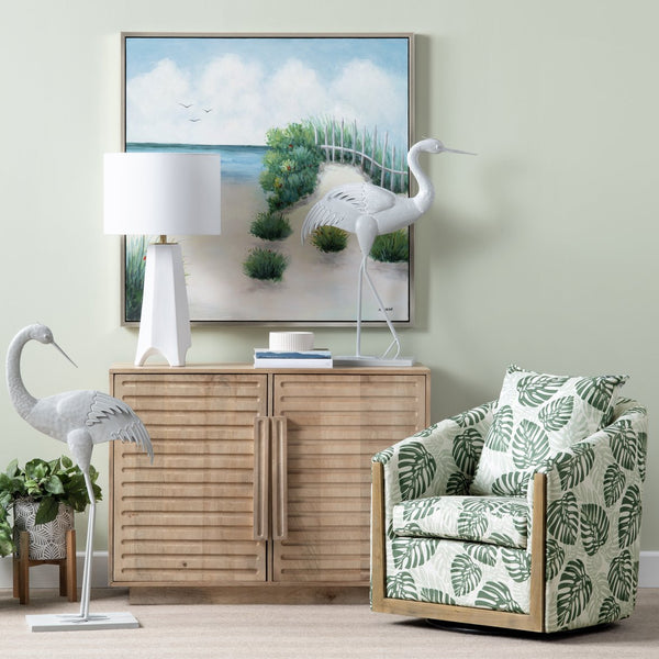 Crestview Collection Coastal Accent Chair - Stylish Green Leaf Design, Durable Fabric, Washable Cushion & Sturdy Frame Green Polyester Cvfzr6147
