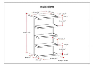 English Elm Erina Solid Acacia Bookcase with Distressed Charcoal Finish, 4 Open Shelves & Industrial Metal Frame Light Brown B136P158621